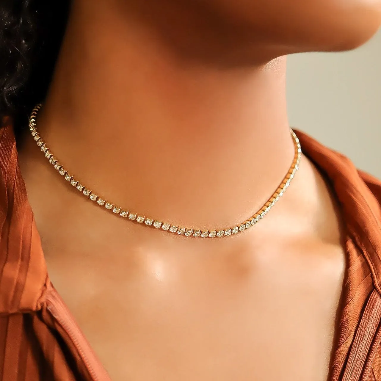 Mea Nani All Eyes On Me tenniskjede 18K gull Choker
