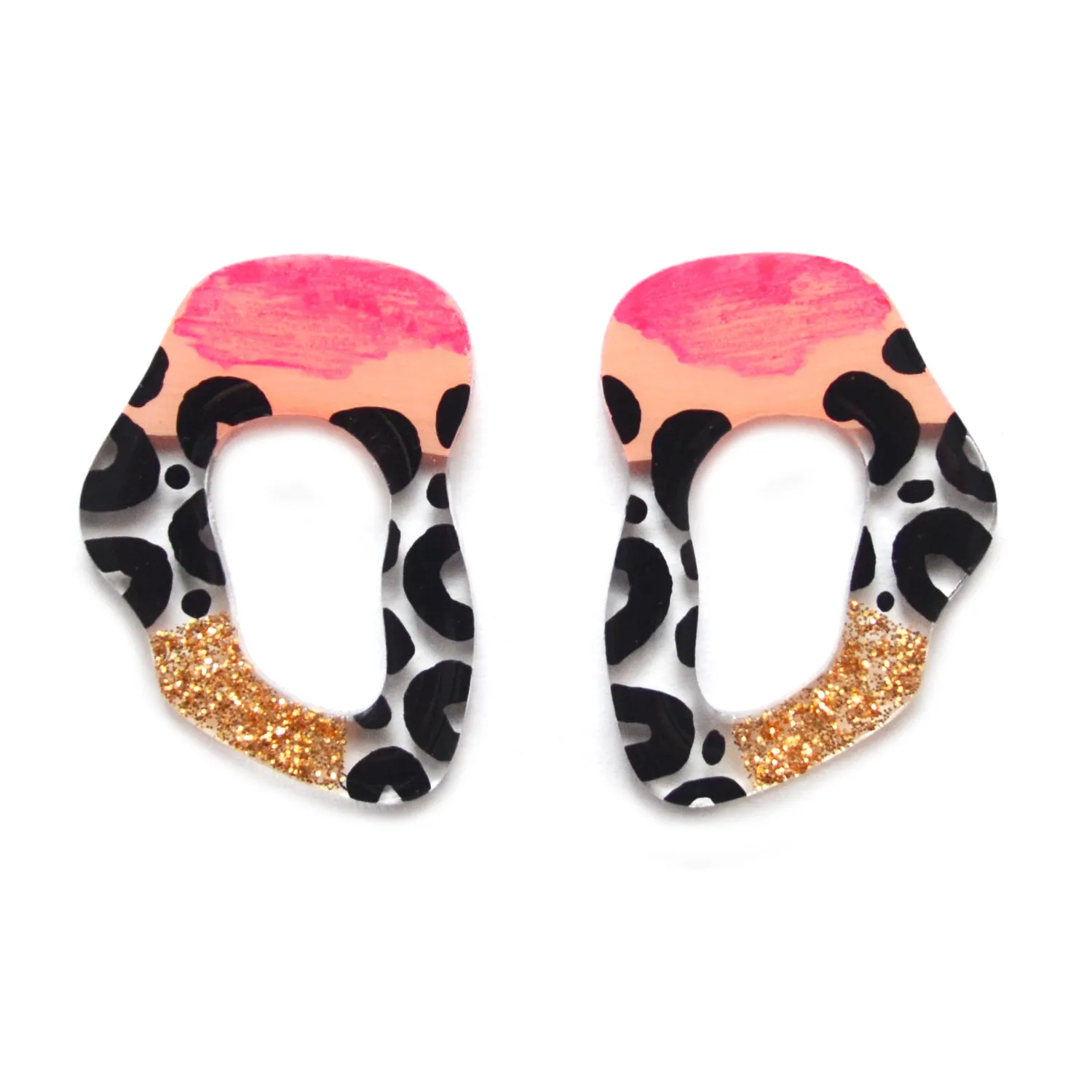 BooandBooFactory Leopard Squiggle hoop øredobber resin
