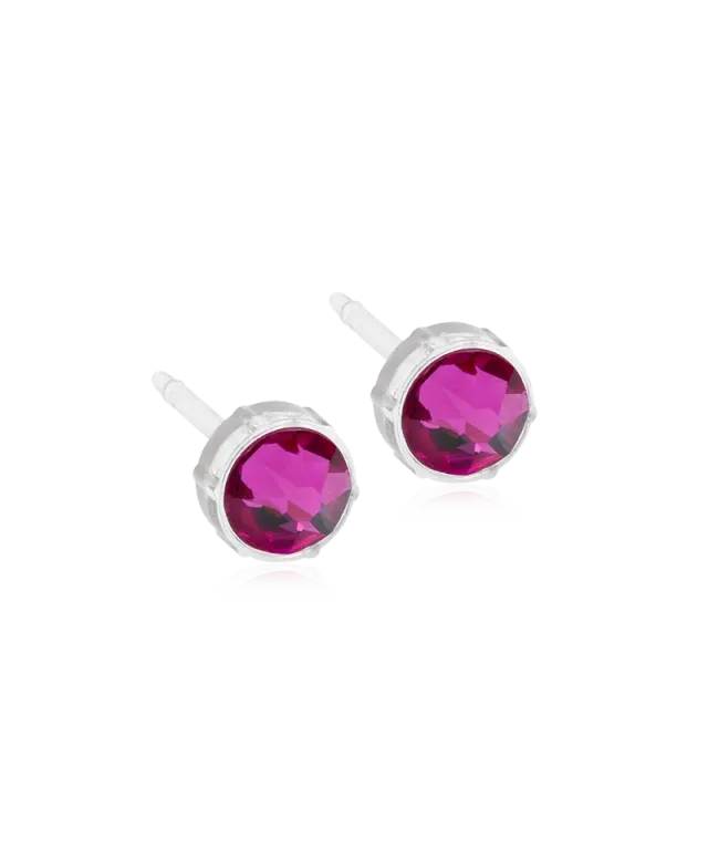 Blomdahl Bezel øredobber fuchsia 6 mm plast