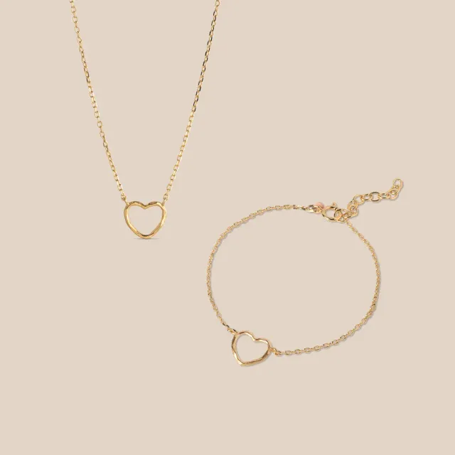 Enamel Organic Heart smykkesett gull gave