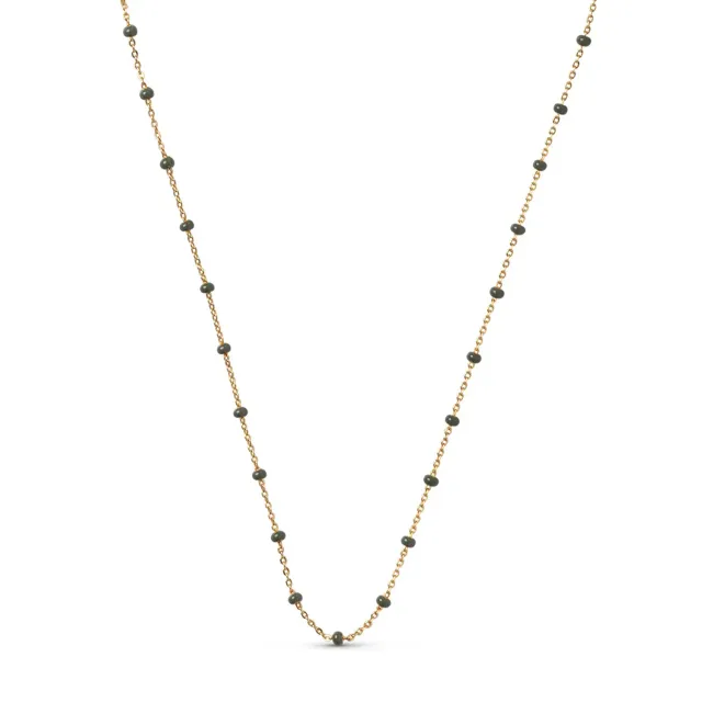 Enamel Lola halskjede khaki 42 cm emalje