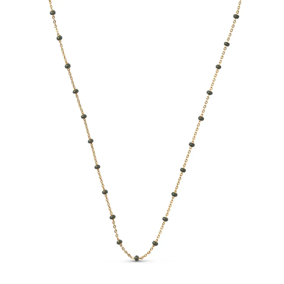 Enamel Lola halskjede khaki 42 cm emalje