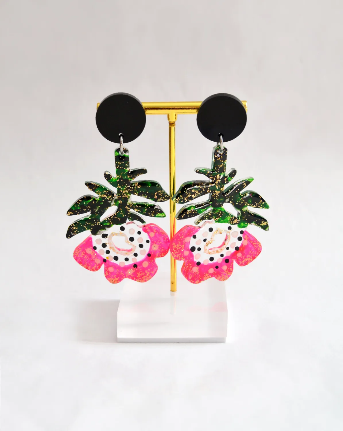 BooandBooFactory Pink Flower øredobber 1 par neonrosa