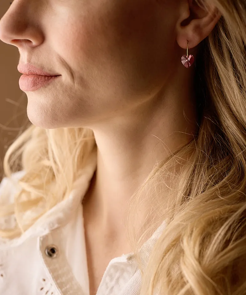 Blomdahl Ear Ring 14 mm Pendant Heart øredobber rose gullfarget