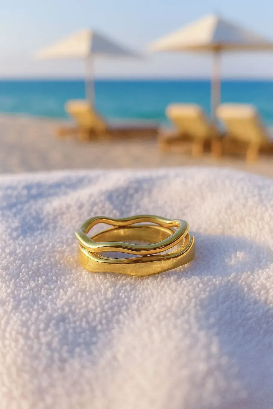Mea Nani Stack ringsett 18K gull 2 ringer nikkelfri