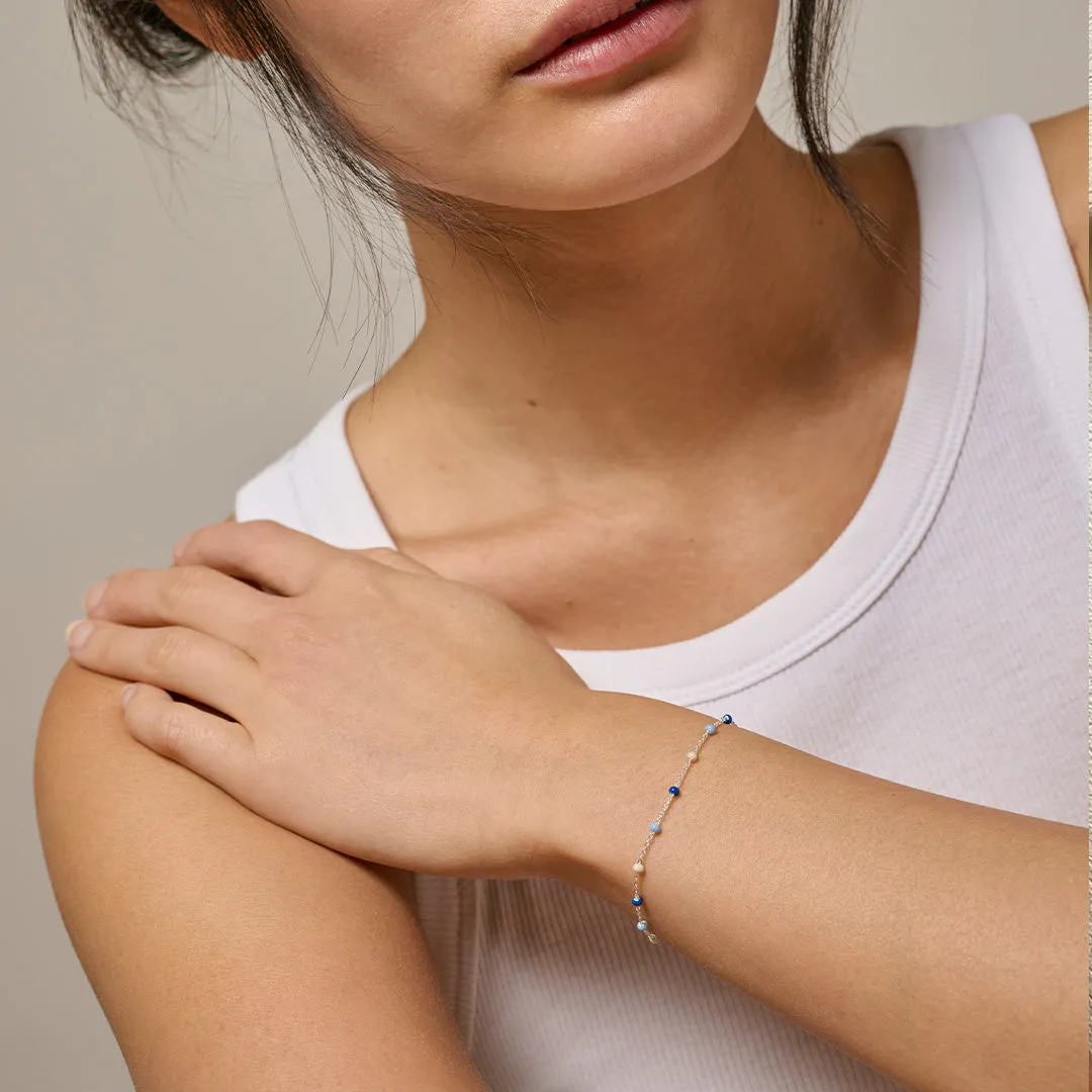 Enamel Lola Marine armbånd sølv blå emaljekuler
