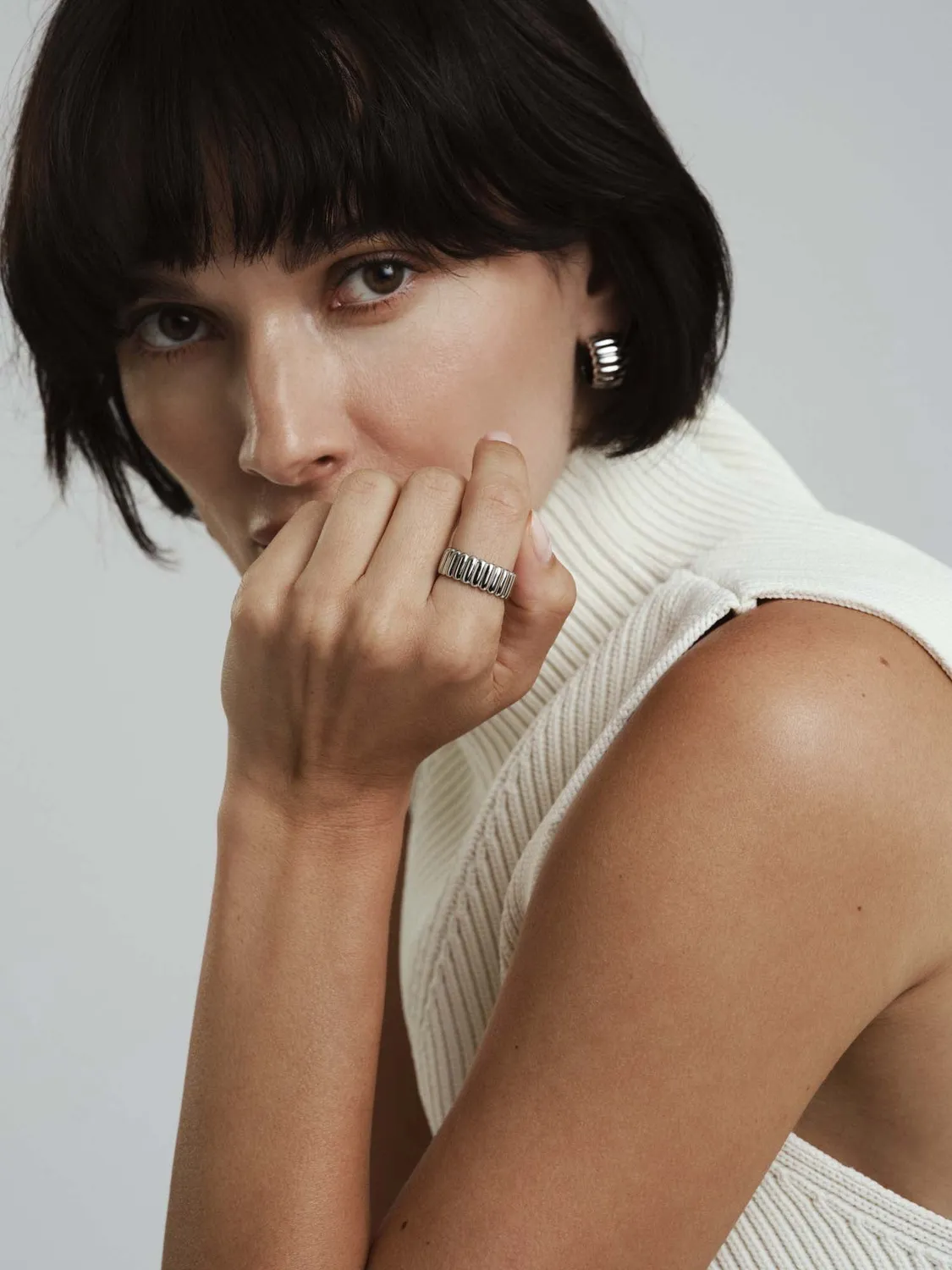 Mockberg Chic Ribbed Ring ring sølv vanntett
