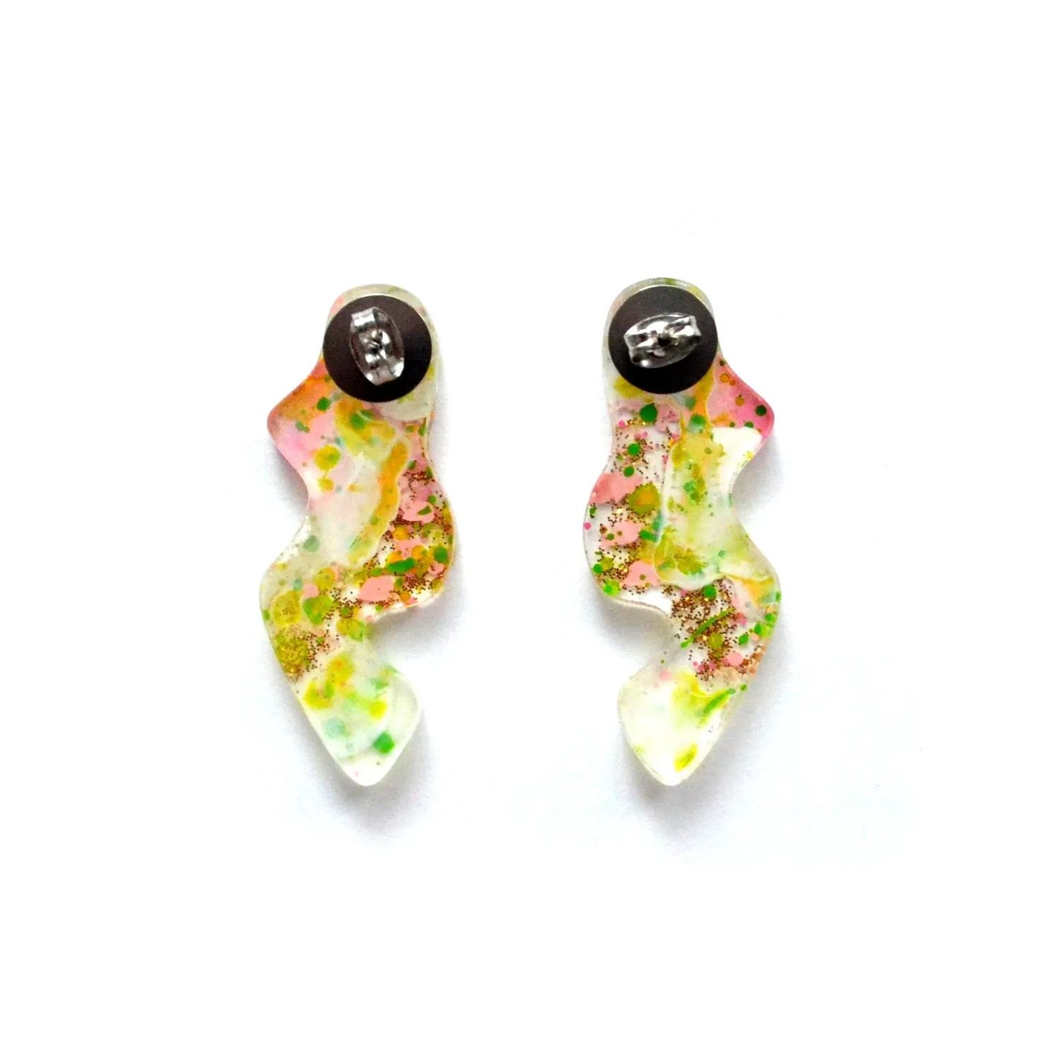BooandBooFactory Pink Green Squiggle studøredobber bølge