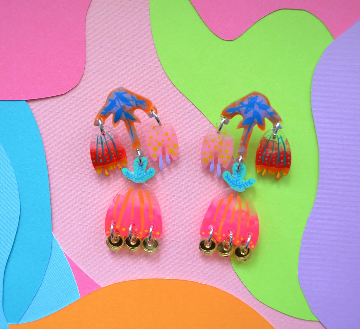 BooandBooFactory Tulip Flower studs øredobber flerfarget