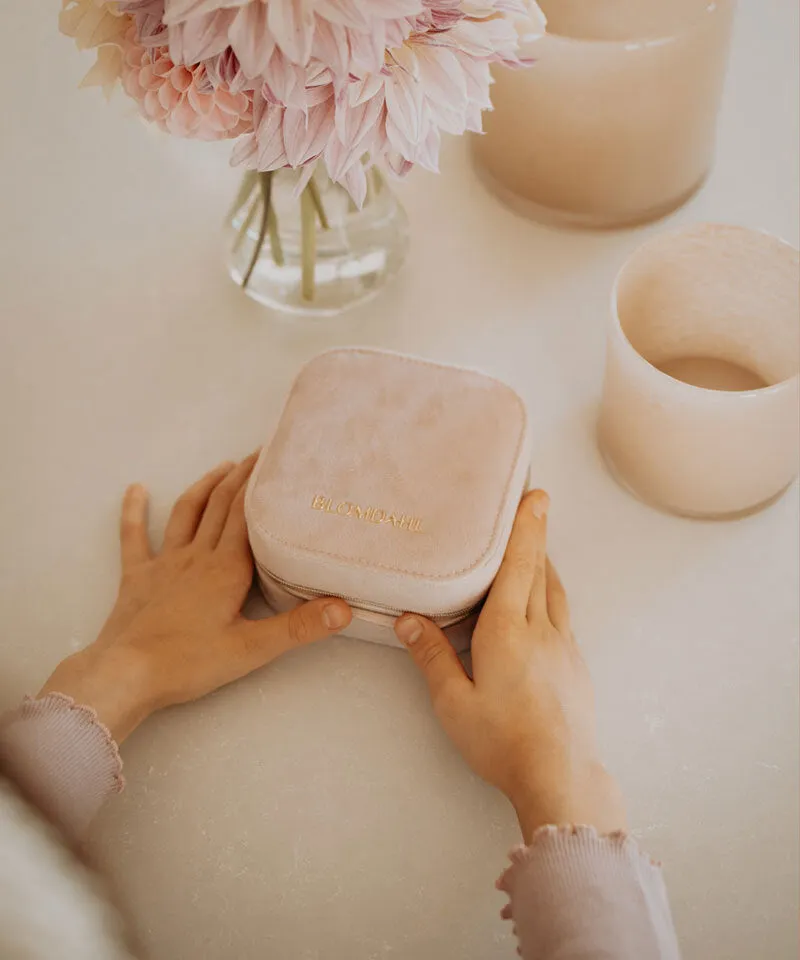 Blomdahl smykkeskrin light rose rosa velour med glidelås