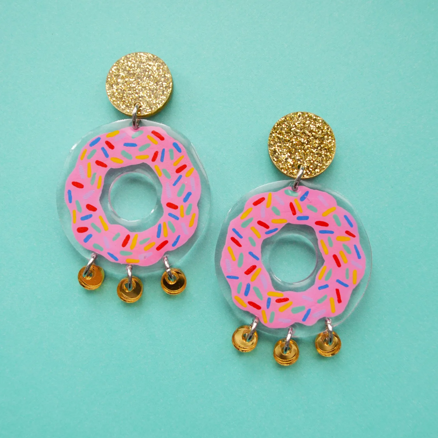 BooandBooFactory Pink Gold Donut øredobber smultring rosa
