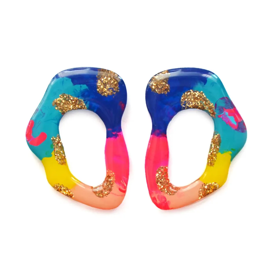 BooandBooFactory Blue Hoop Post studs øredobber blå
