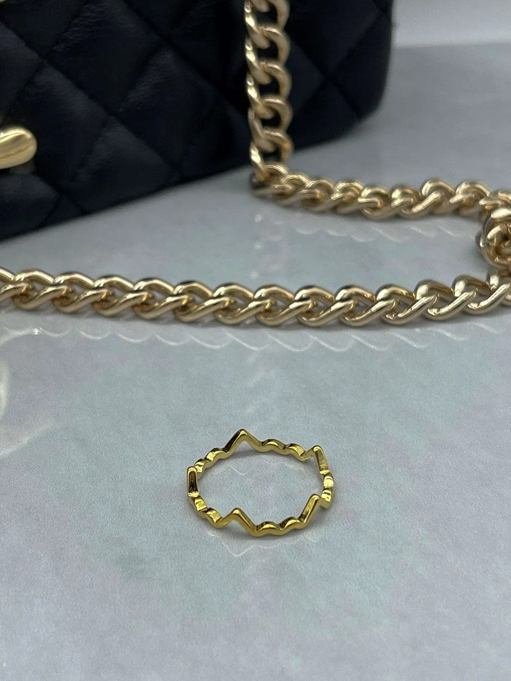 Mea Nani Milano ring gull 14K stål str. 16-18 vanntett