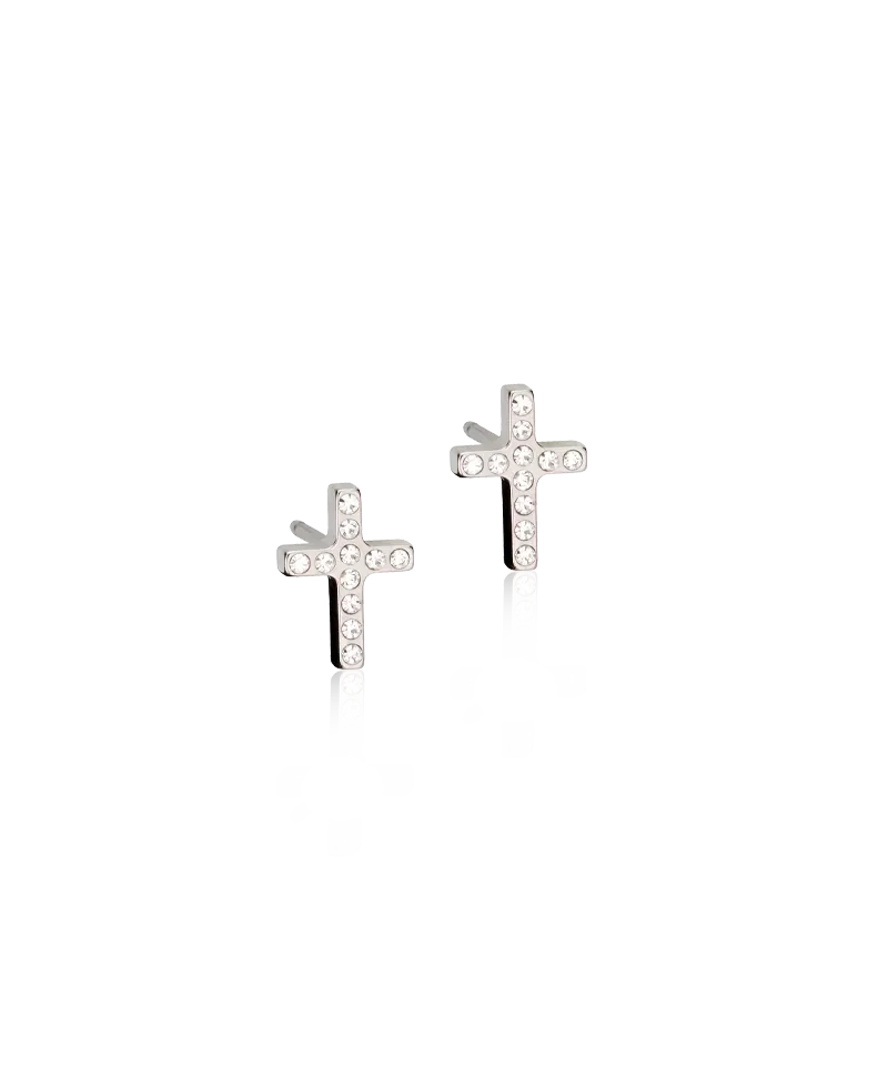 Blomdahl Brilliance Cross øredobber crystal 8 mm titan nikkelfri