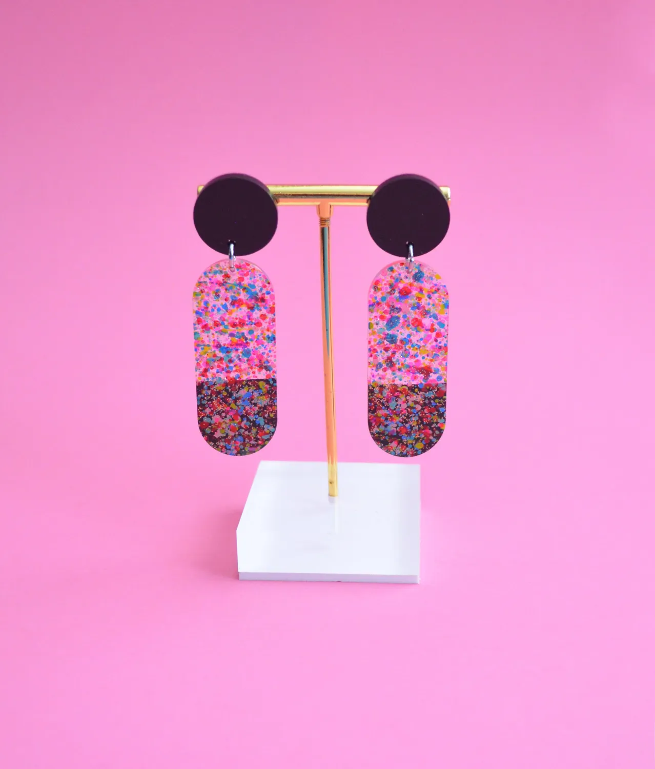 BooandBooFactory Confetti Oval øredobber resin konfetti