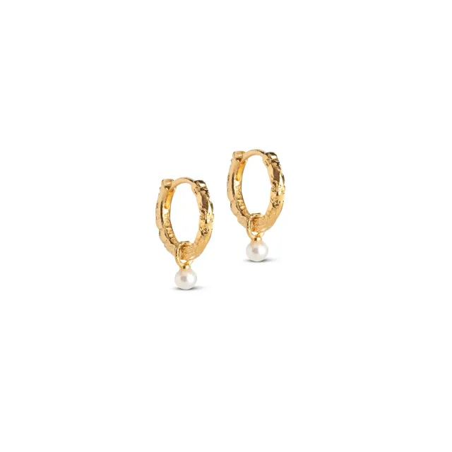 Enamel Belle Pearl hoops forgylt 13 mm