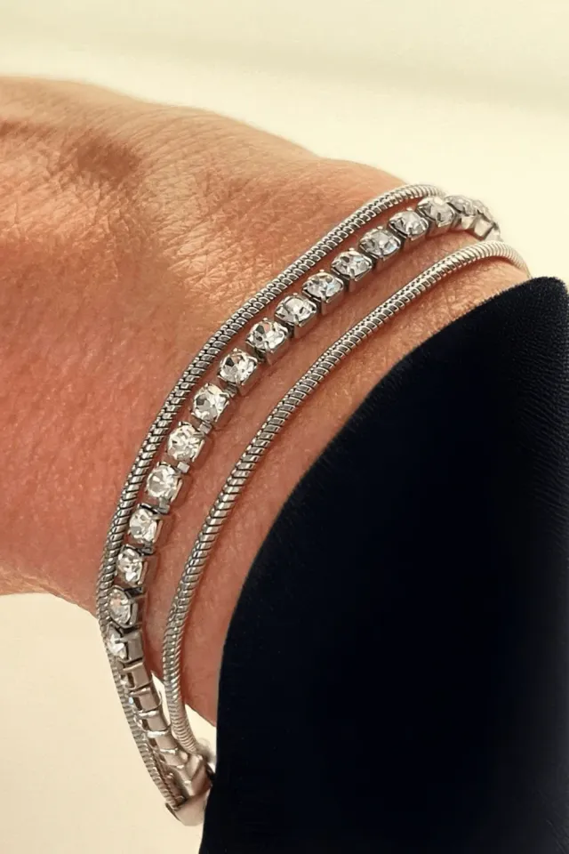 Mea Nani Noelle tennisarmbånd sølv justerbart