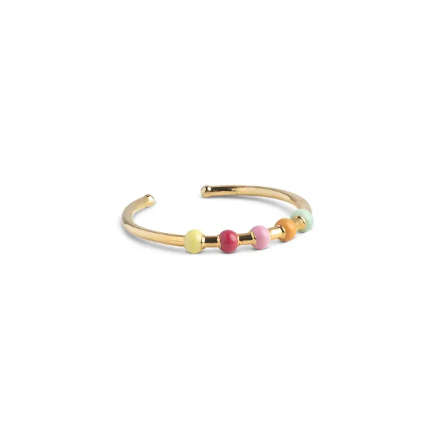 Enamel Lola ring rainbow justerbar gull