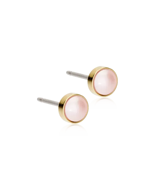 Blomdahl Bezel Pearl øredobber 5 mm light rose
