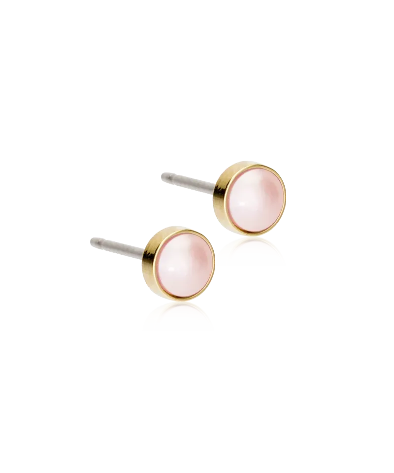 Blomdahl Bezel Pearl øredobber 5 mm light rose