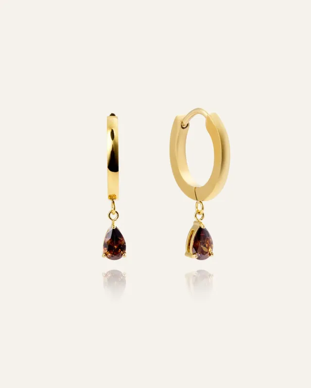 Mockberg Belle Coffee Hoops øredobber gull 13 mm