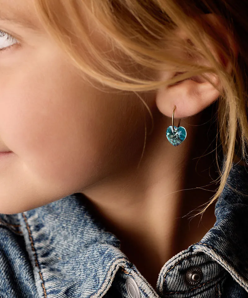 Blomdahl Ear Ring Heart ørering aquamarine 14 mm gullfarget