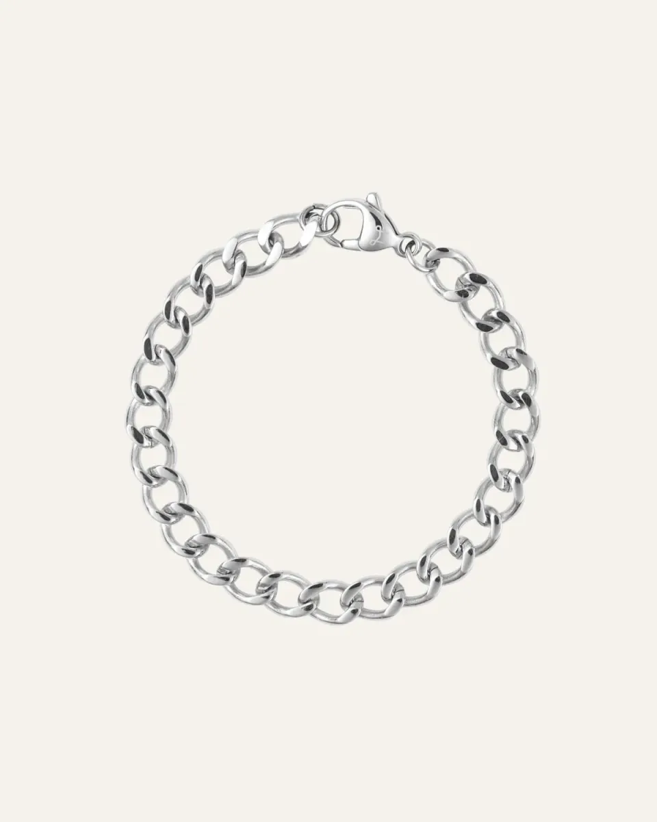 Mockberg Curb Chain armbånd sølv panser 150/185 mm