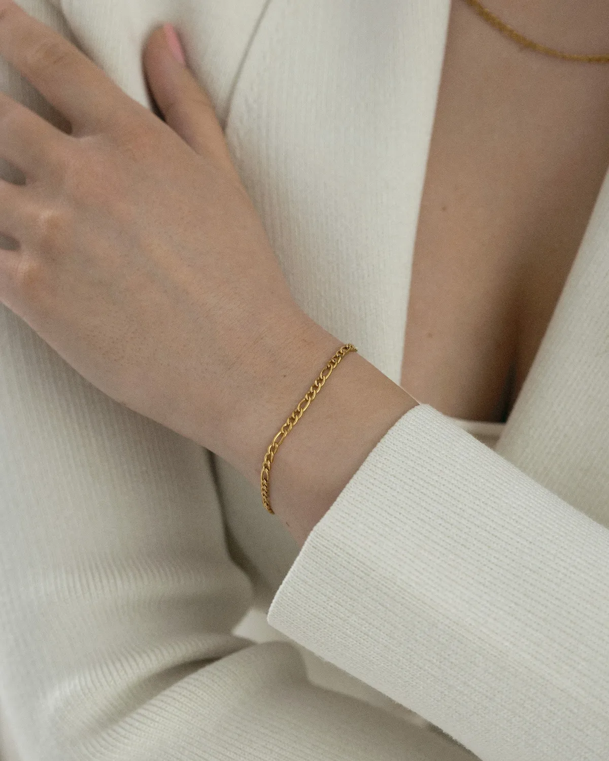 Mockberg Thin Figaro Armbånd Small gull 3 mm