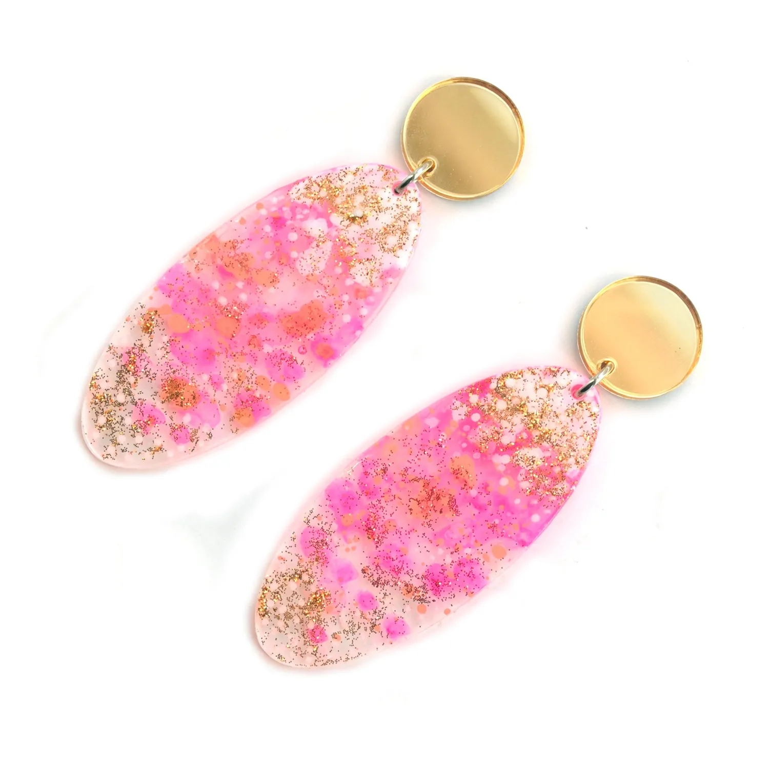 BooandBooFactory Pink Peach Abstract ovale dråpeøredobber