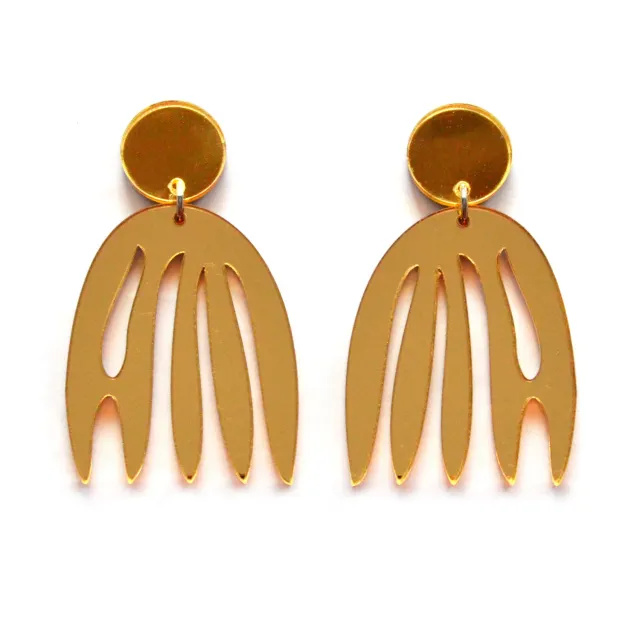 BooandBooFactory Gold Matisse akryl øredobber blad gullspeil