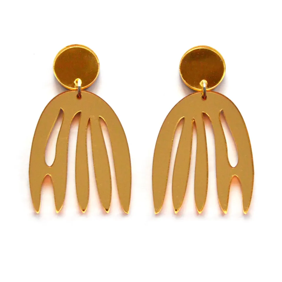 BooandBooFactory Gold Matisse akryl øredobber blad gullspeil