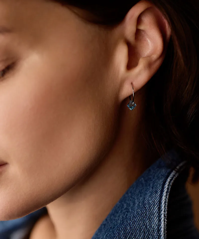 Blomdahl Ear Ring 14 mm Bicone øredobber aquamarine titan