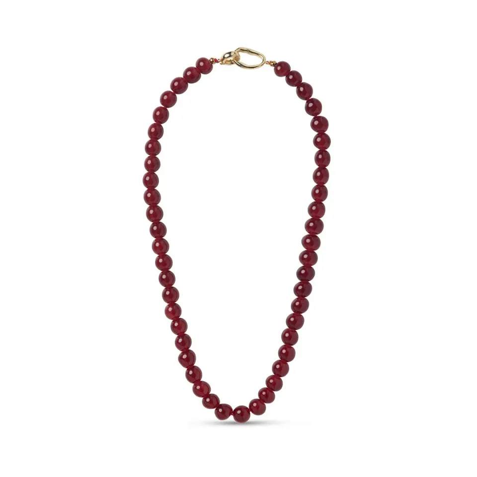 Enamel Valora halskjede 45 cm bordeaux agat