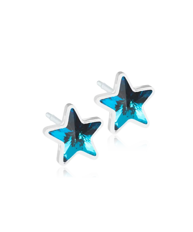 Blomdahl Star øredobber 6 mm aquamarine plast