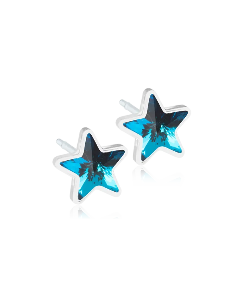 Blomdahl Star øredobber 6 mm aquamarine plast