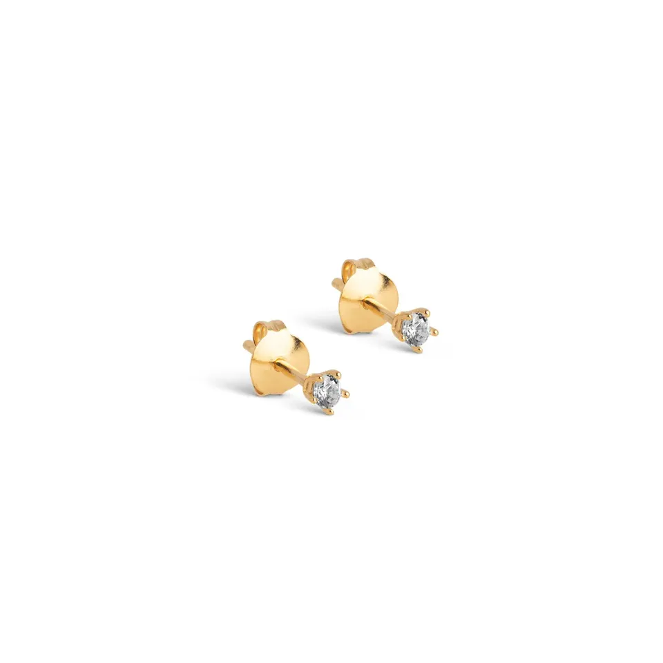 Enamel Clara studs forgylt zirkon 3 mm