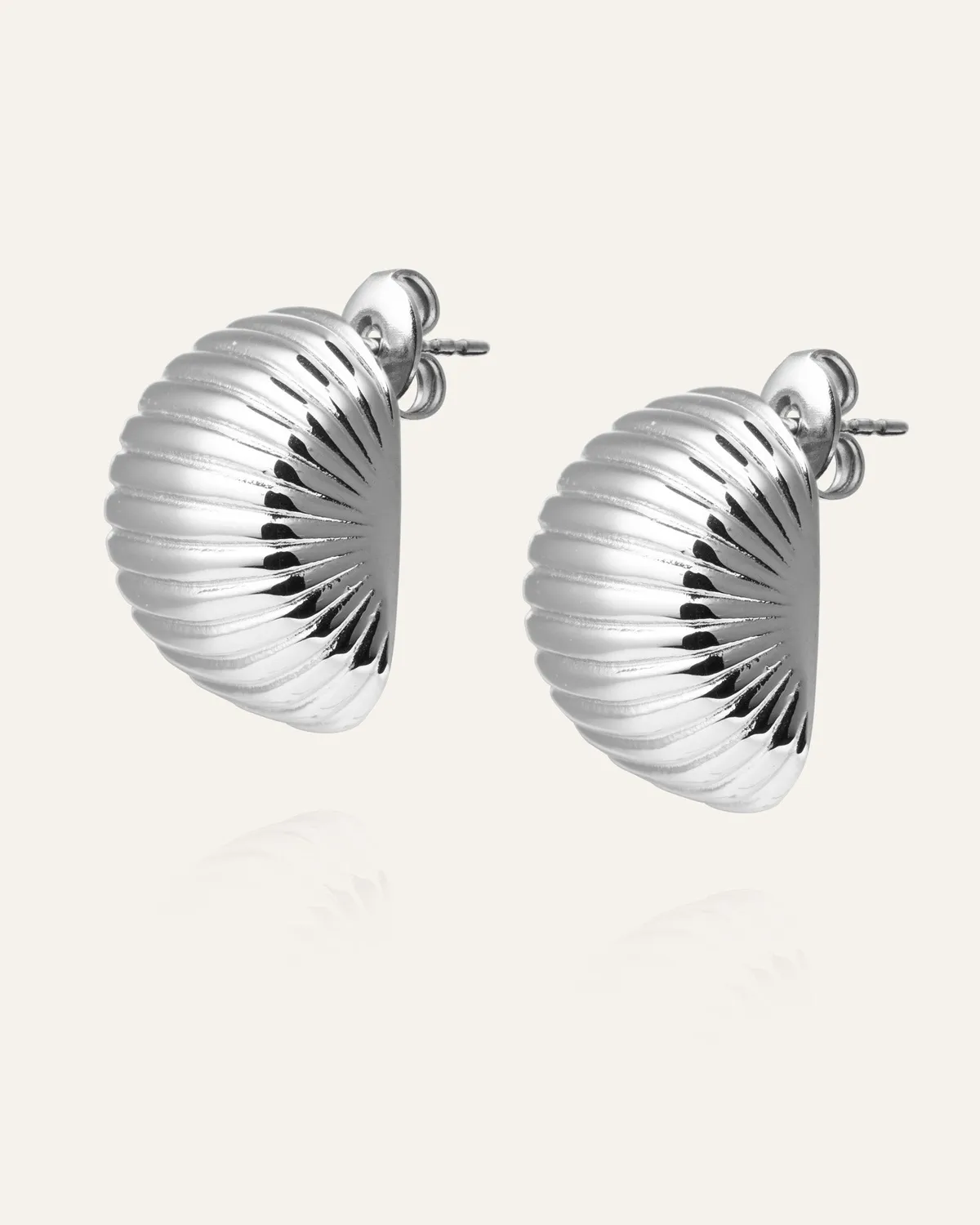 Mockberg Retro Ribbed øreringer sølv 23 mm