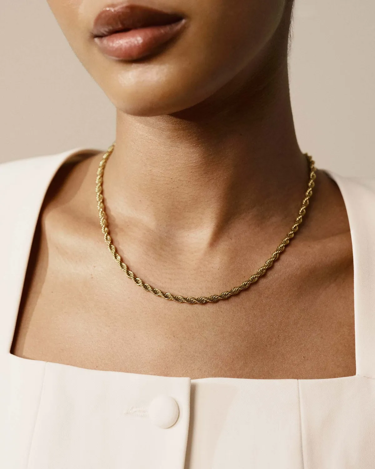 Mockberg Bold Rope Chain Necklace kjede gull 450 mm