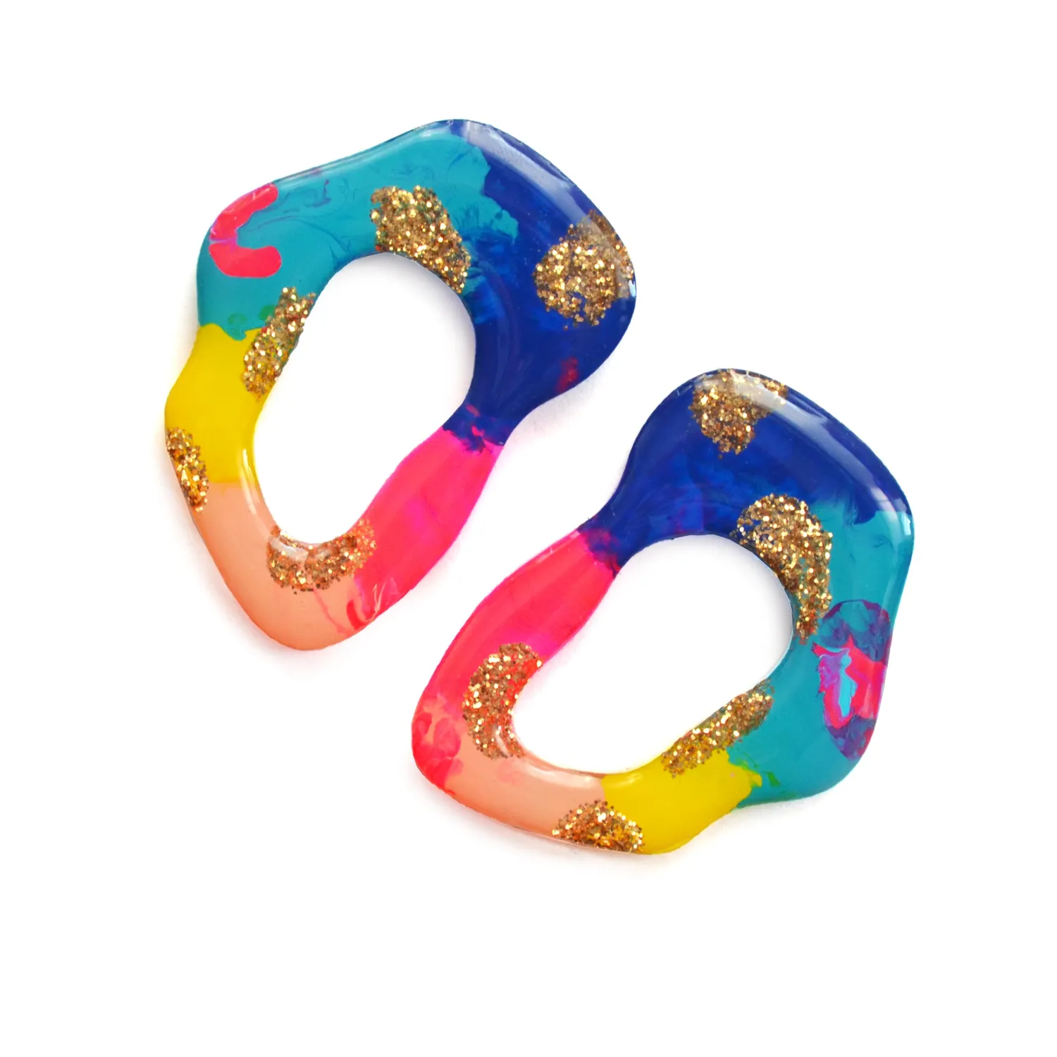 BooandBooFactory Blue Hoop Post studs øredobber blå