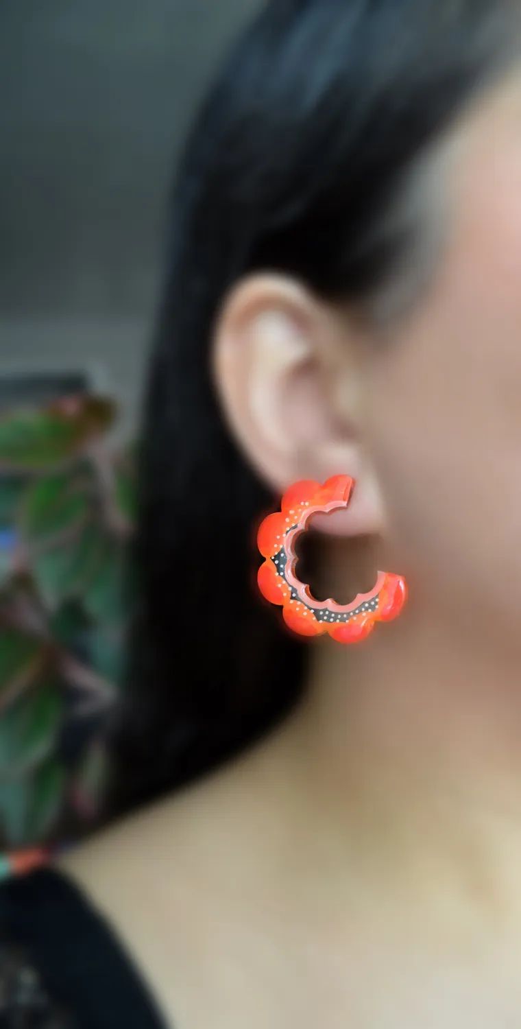 BooandBooFactory Orange Slice halv-hoop øredobber oransje