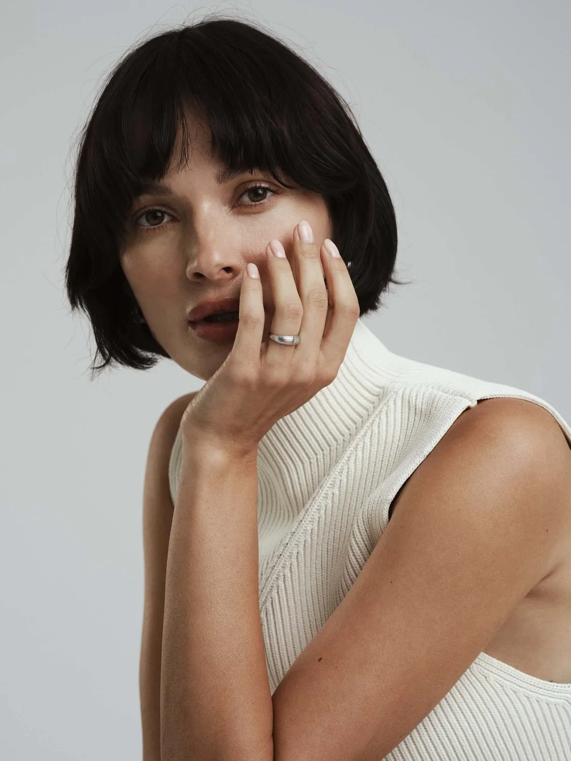 Mockberg Edge Ribbed ring sølv stål