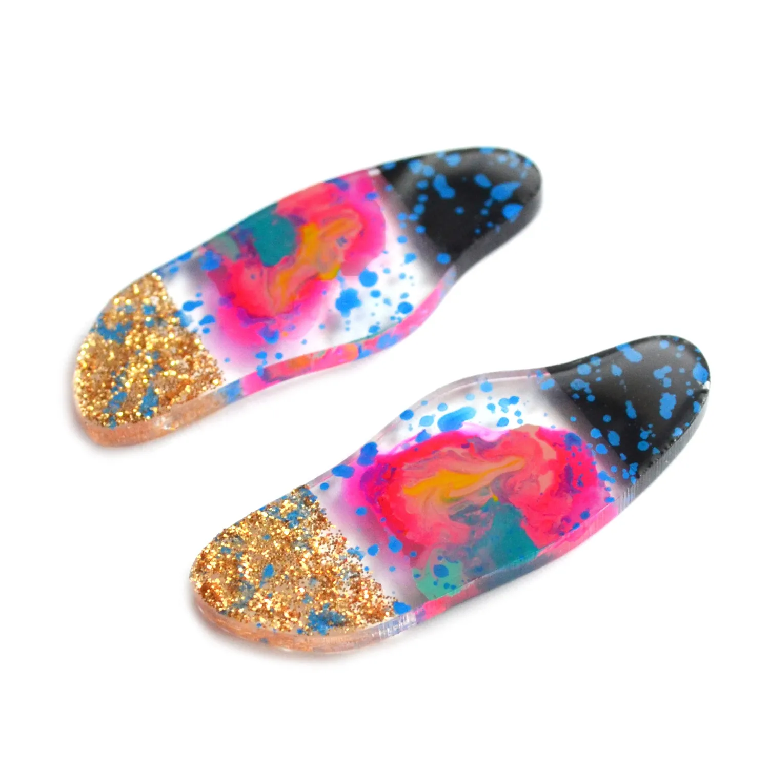 BooandBooFactory Squiggle studs akryl rosa abstrakt