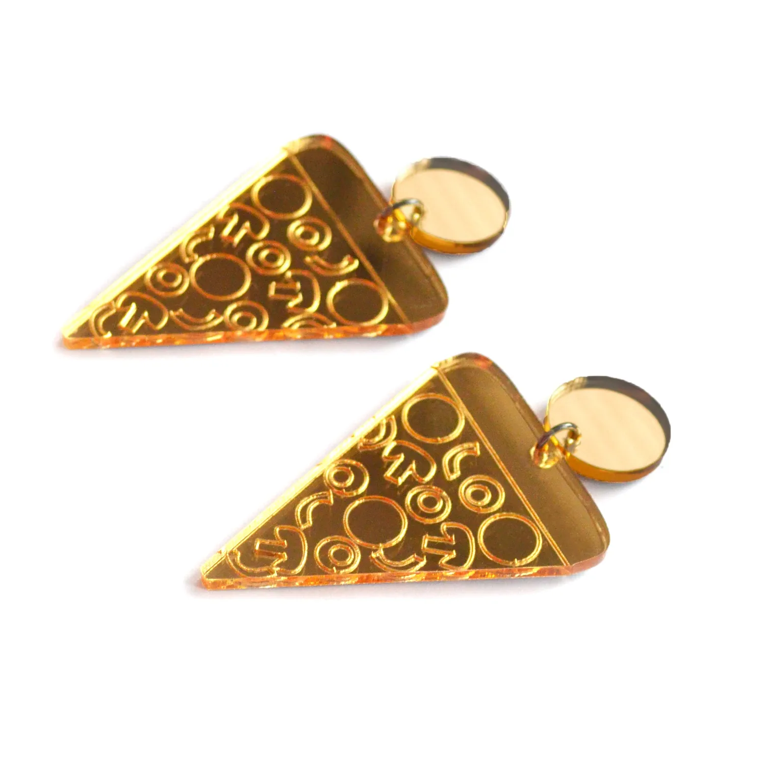 BooandBooFactory Pizza Slice gull akryl øredobber speiltopp