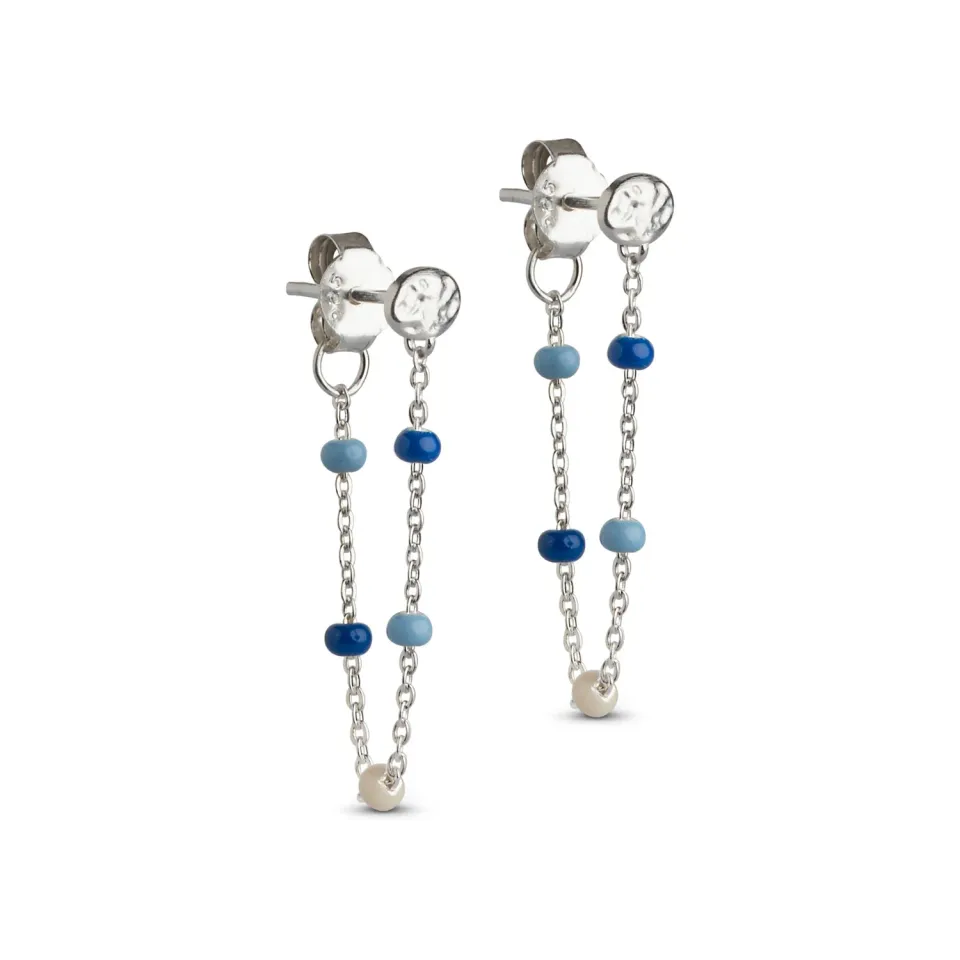 Enamel Lola øredobber marine 30x5 mm emalje