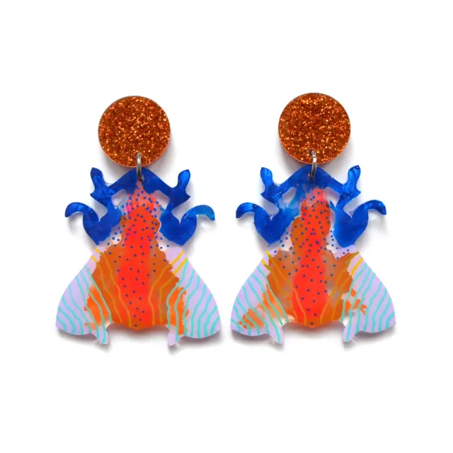 BooandBooFactory Moth nattsommerfugl øredobber neonrosa