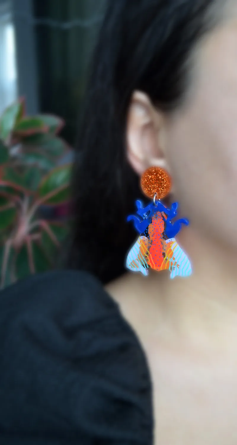 BooandBooFactory Moth nattsommerfugl øredobber neonrosa