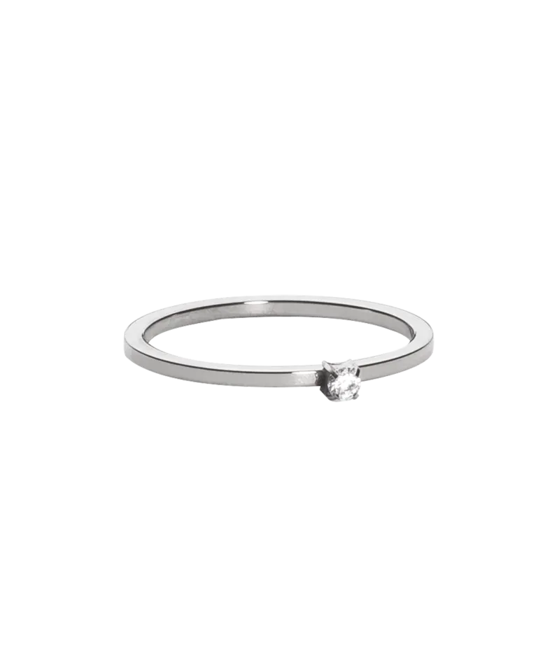 Blomdahl Tiffany Tiny ring CZ white titan hudvennlig