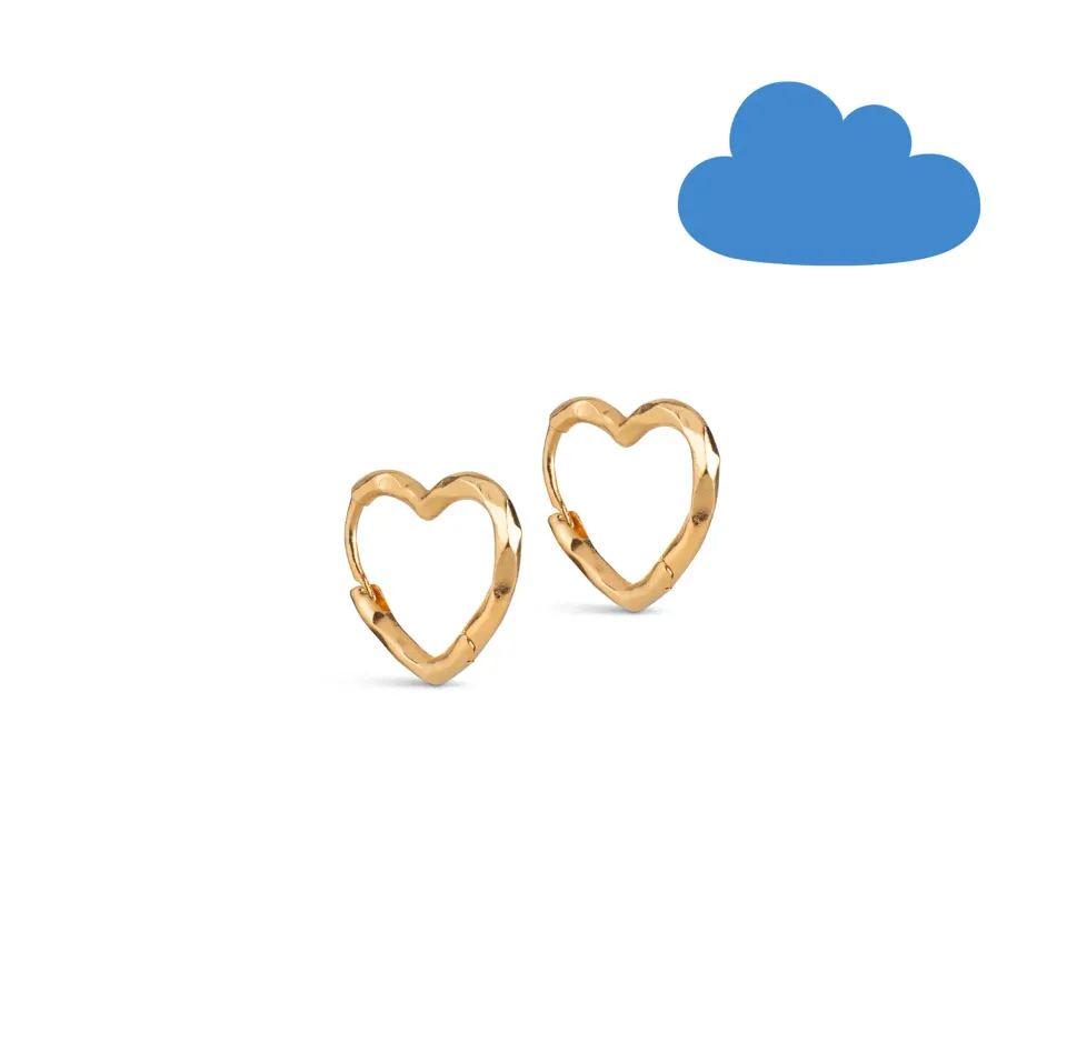 Enamel Organic Heart Small hoops 14 mm gull hjerte