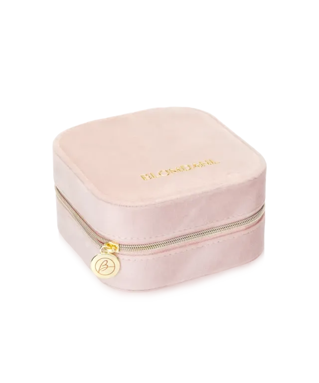 Blomdahl smykkeskrin light rose rosa velour med glidelås