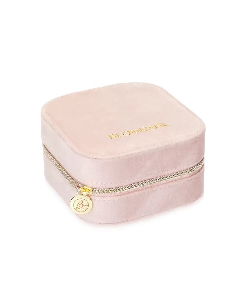 Blomdahl smykkeskrin light rose rosa velour med glidelås